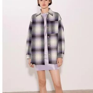Maje Banelle Checkered Shirt Jacket